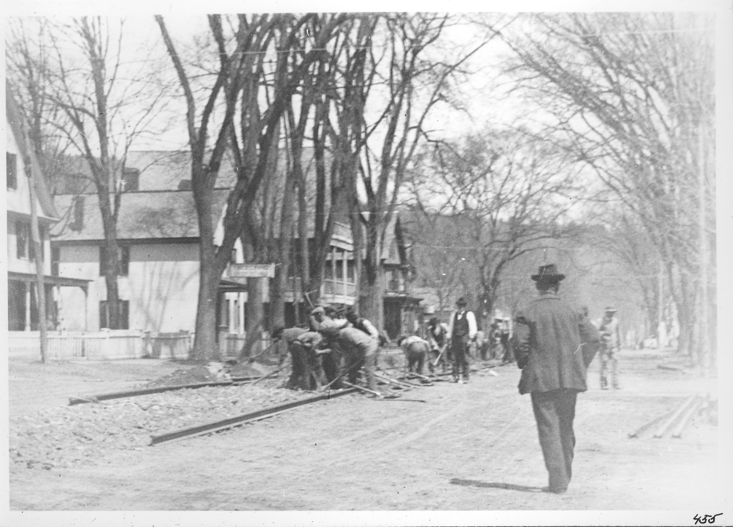 Track Construction in Saxtons River. · Rockingham Library Historic