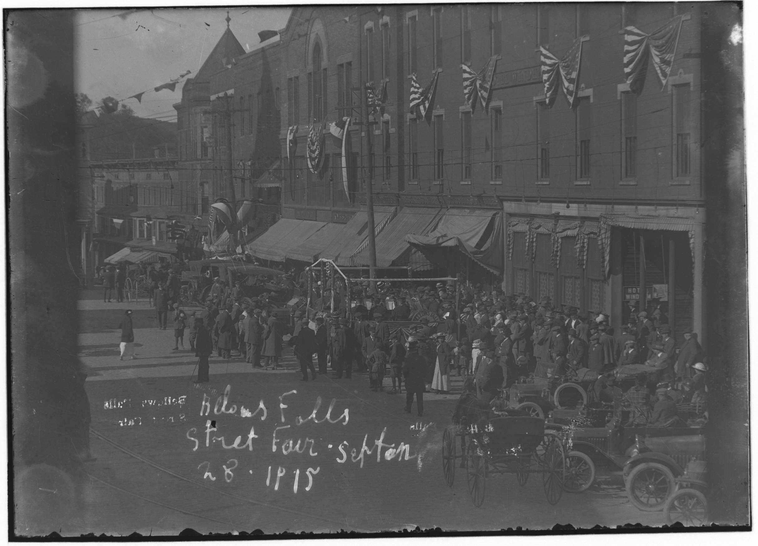 View of Bellows Falls Street Fair Bellows Falls, Vermont September 28, 1915 · Rockingham Library