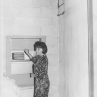 Library Addition. 1967-1968: Mary Perry and New Book Lift.